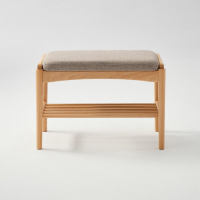 Solid Oak Upholstered Shoe Bench