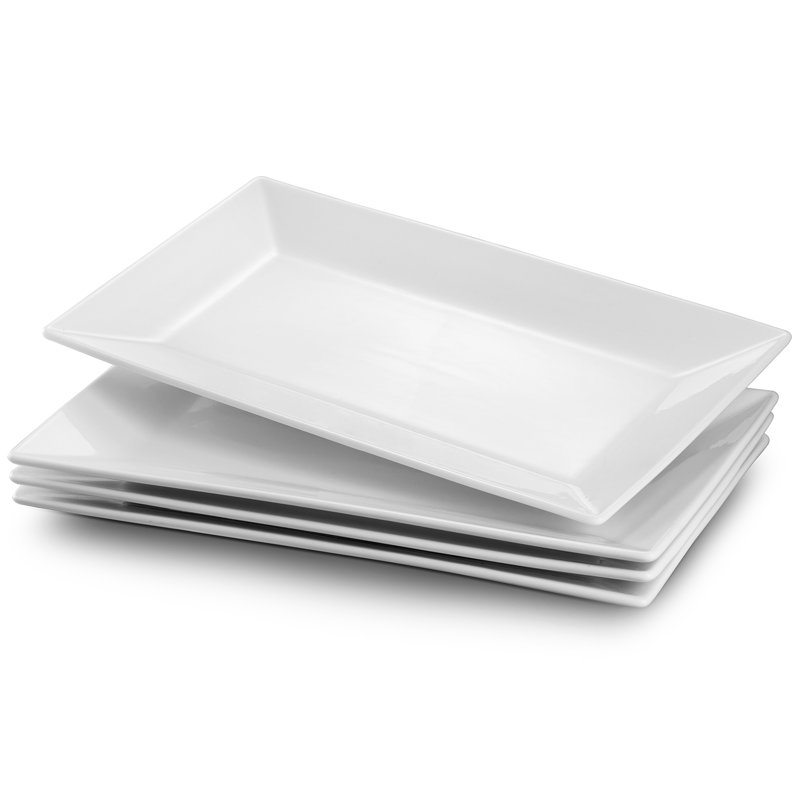 Dowan 14" Rectangular Ceramic Serving Platter Set - 4 Pieces