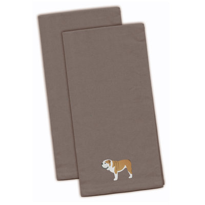 Serviette de cuisine en bouledogue à broderie anglaise