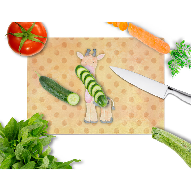 Planche à découper giraffe à pois en verre trempé caroline