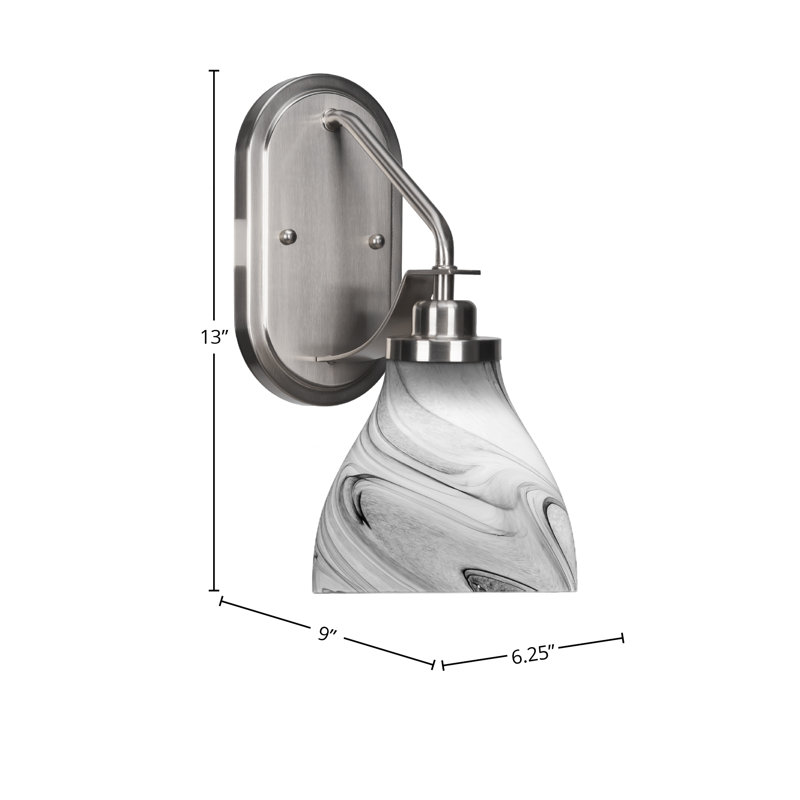 Applique murale Alirra avec verre 6,25 po, gris, Nickel brossé