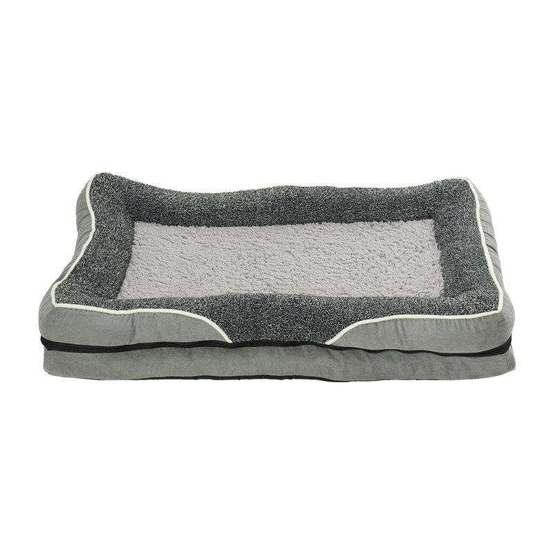 Washable All-Season Dog and Cat Bed, 12 cm H x 75 cm W x 50 cm D, Grey/White/Light Grey