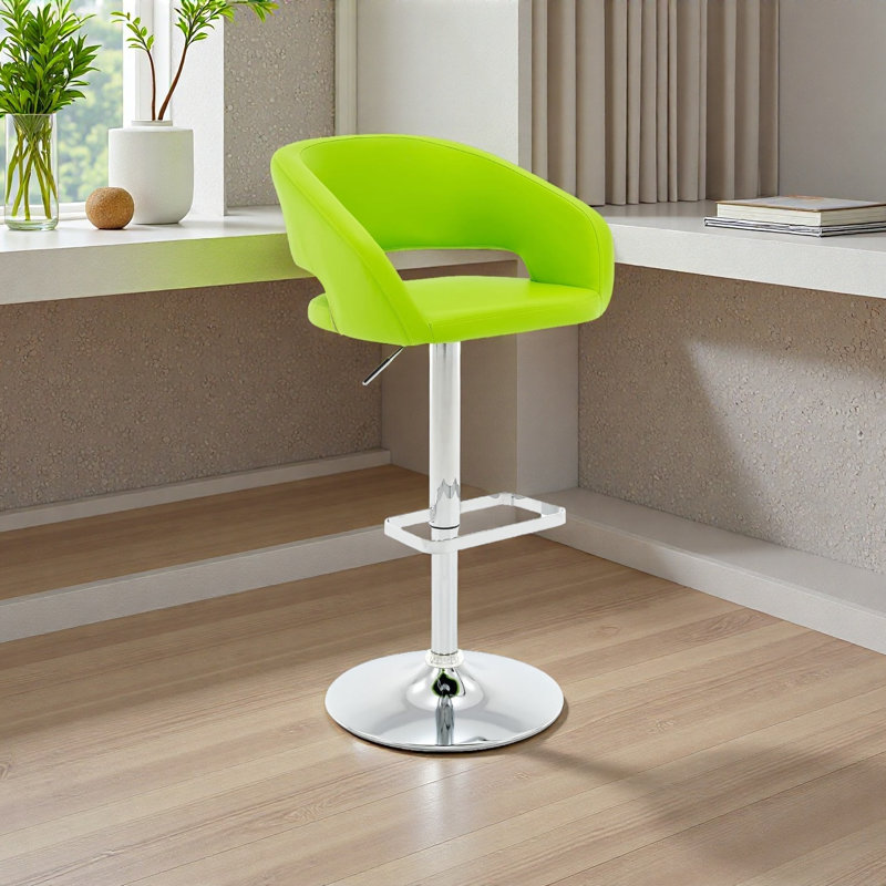 Tabouret de bar rotatif à hauteur ajustable Anastacio, Argent argent, Vert citron
