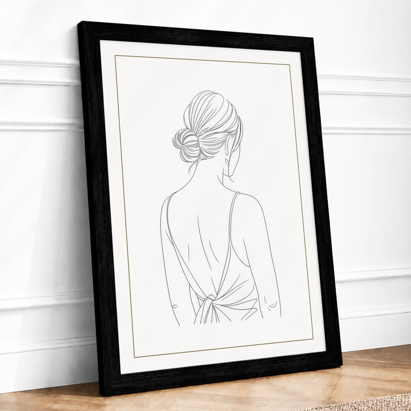 Woman in Repose Minimalist - Framed Print, A2 - 59.4 x 42.0 cm, Black