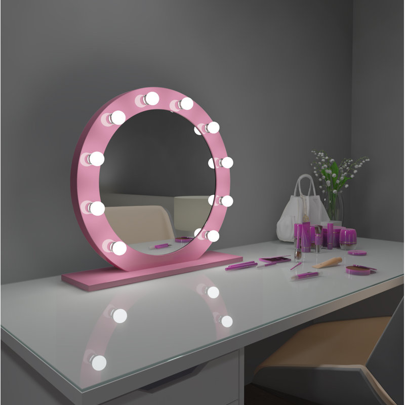 Miroir de maquillage/rasage Hollywood à intensité variable, Rose, 6000