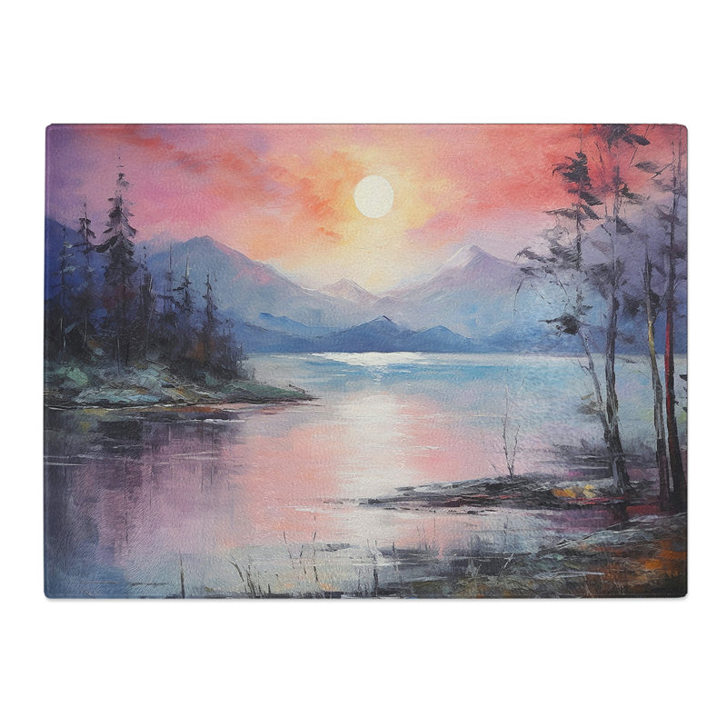 Lake Impressionism No.3  Glass Chopping Board