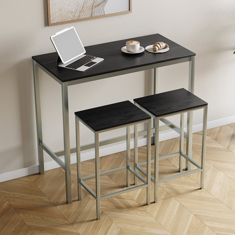 Addlyn 2 - Person Dining Set, Dark Grey, Dark Grey/Grey, Grey