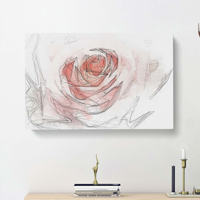 Pale Pink Rose in Abstract - Wrapped Canvas, 40cm H x 60cm W x 3cm D