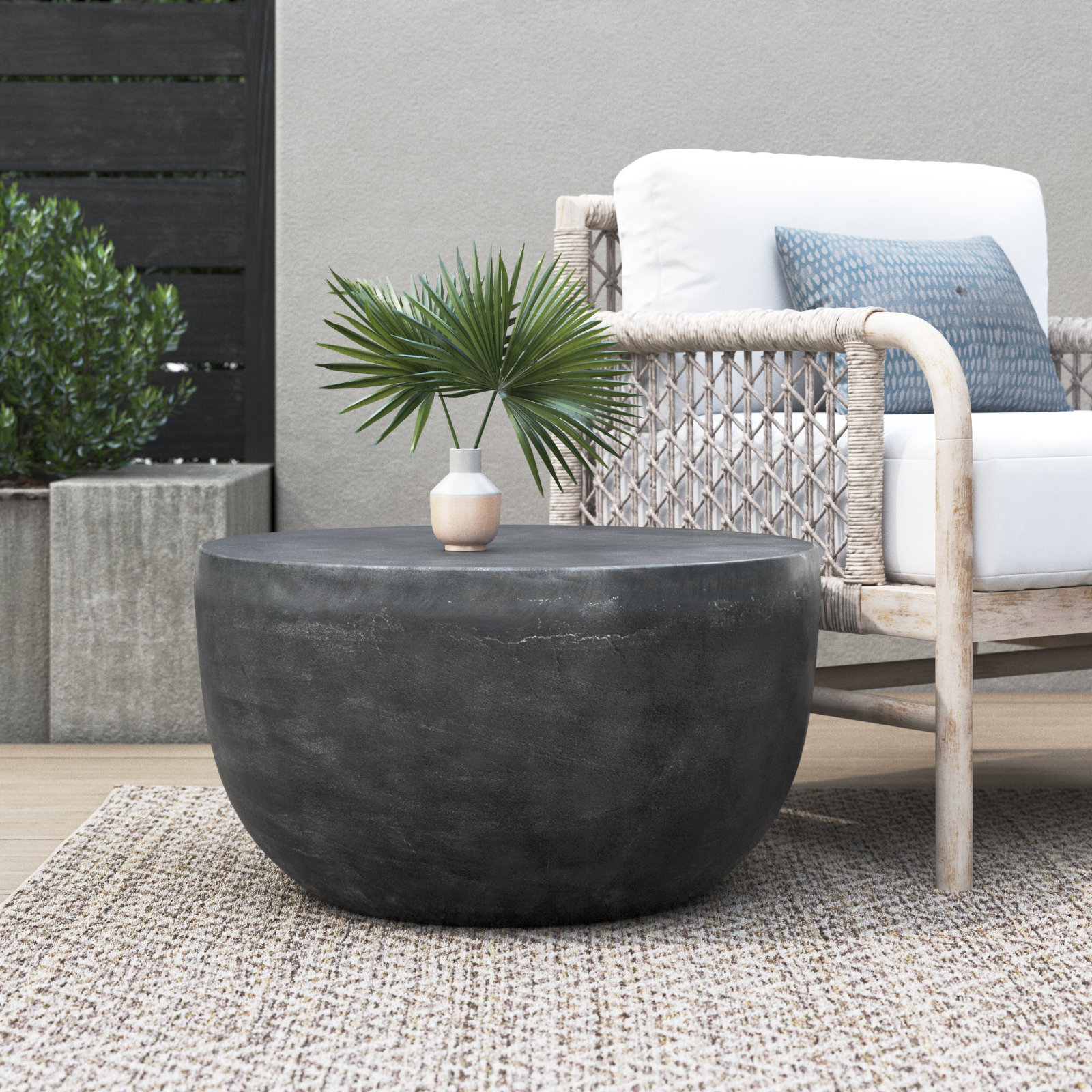 Eponine 26'' Metal Outdoor Side Table, Aged Gray