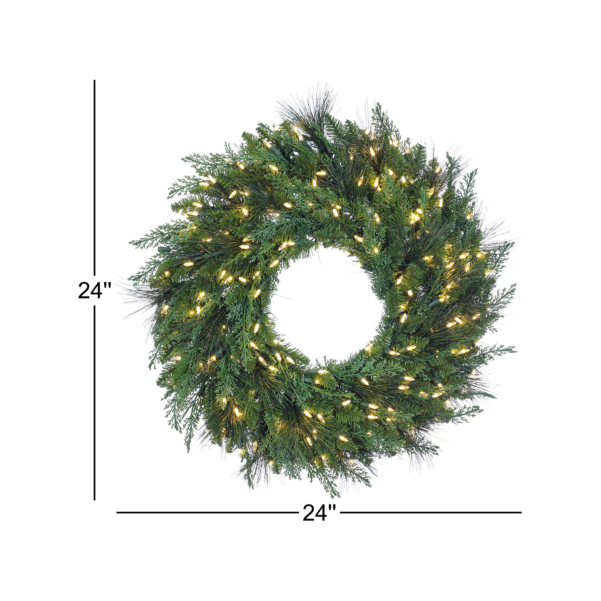 MIXED PINE WREATH, 5" H x 24" W x 24" D