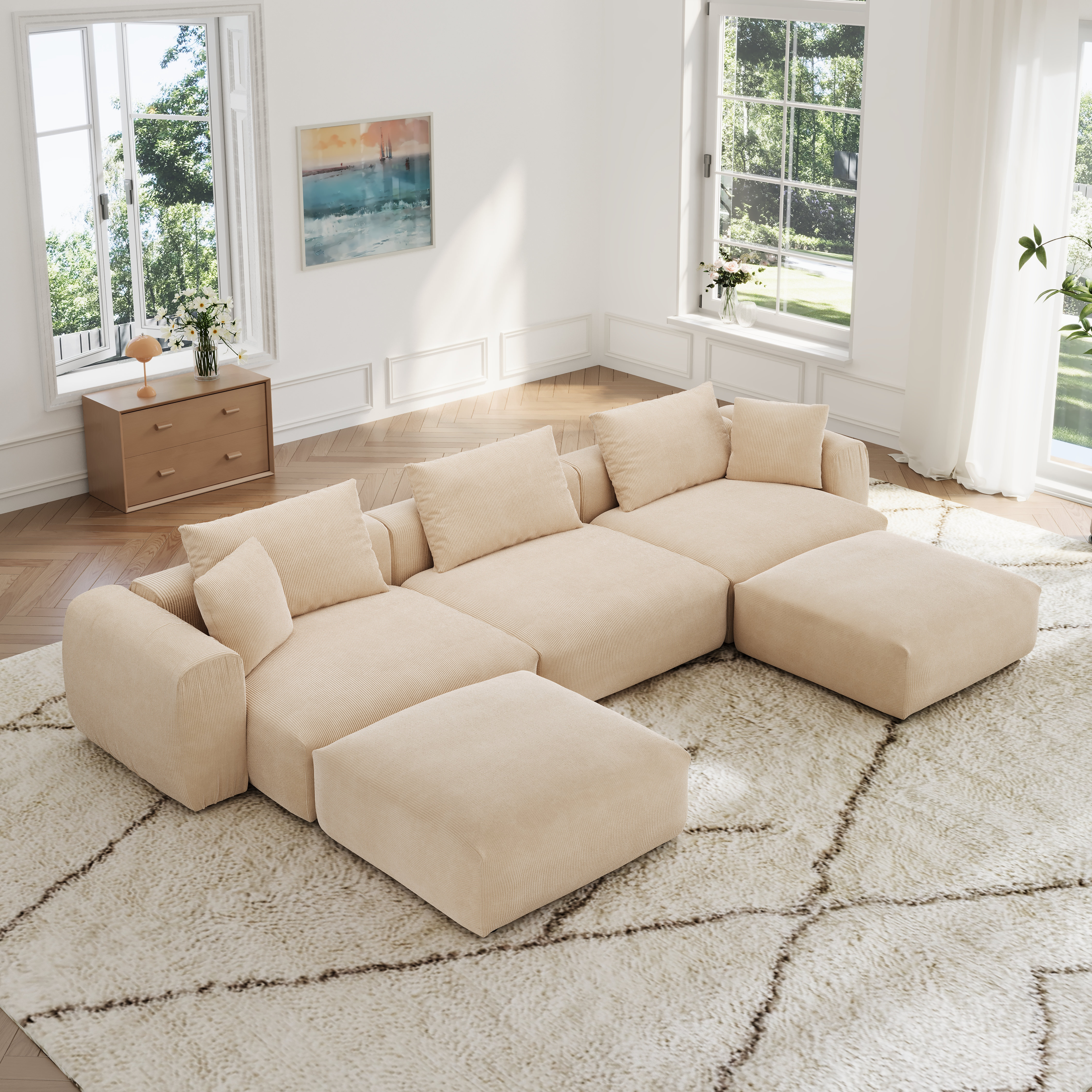 Hokku Designs Oversized Upholstered Sectional Sofa Modern Modular Cloud ...