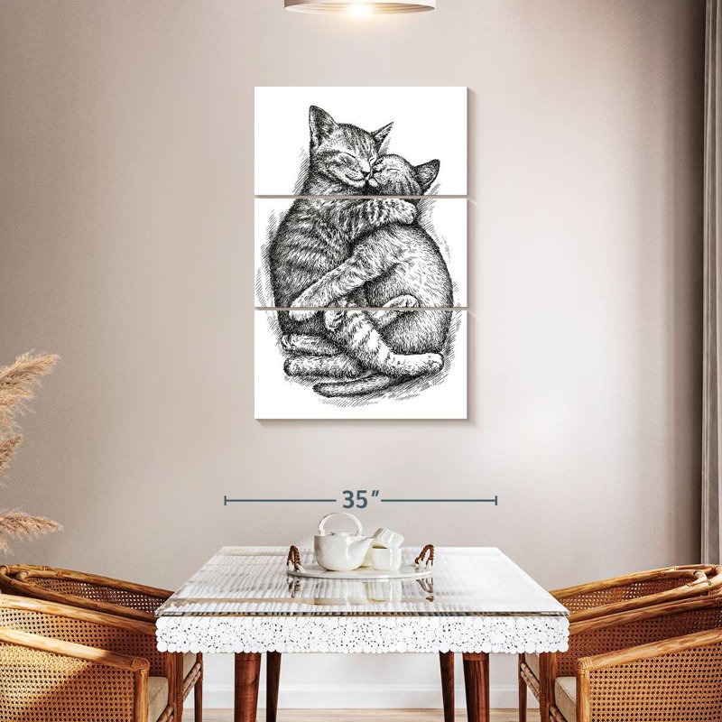 Deux chats câlins Brampt, H 45 po x l 28 po