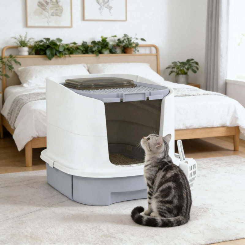 Bac à litière pour chat facile à nettoyer