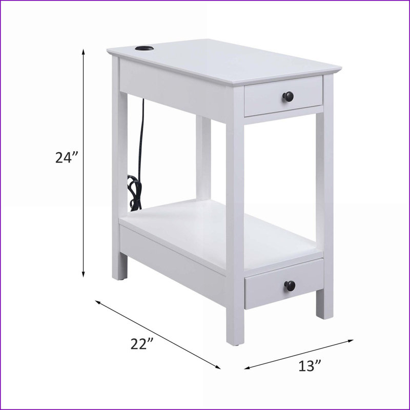 Table basse blanche en bois avec USB & amp; Compartiments de rangement, peu encombrants pour le salon
