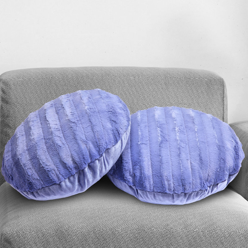 Faux Fur Floor Circular Pillow Cover & Insert, Very Peri