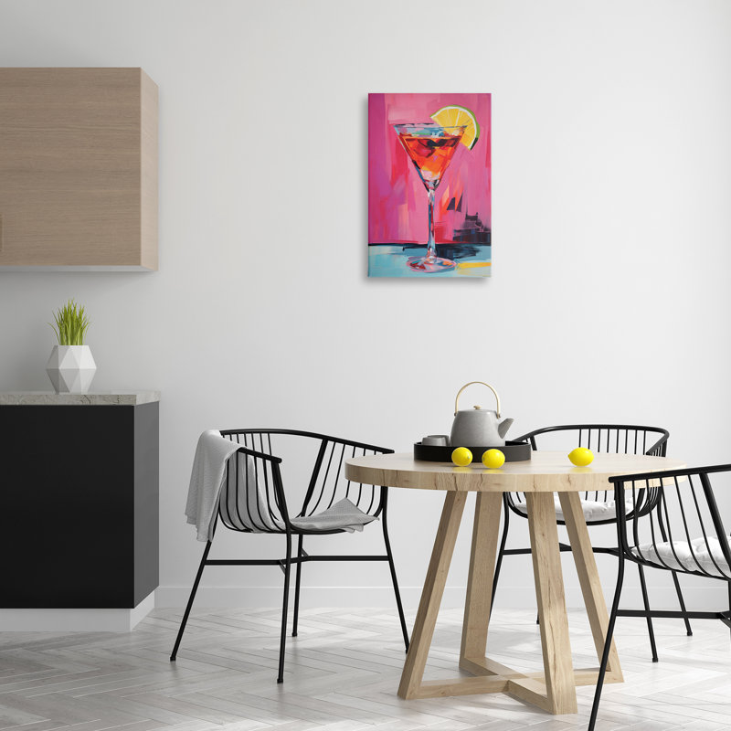  Art mural sur toile "Pink Lady Cocktail" par LSR Design Studio, H 24 po x l 16 po