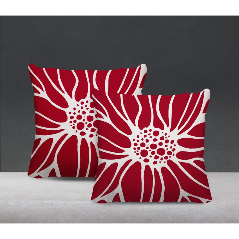 Housse et insert de coussin décoratif intérieur / extérieur en mélange de polyester, L 17 po x H 17 po, Rouge