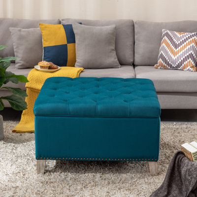 Pang 29.5" Velvet Square Storage Ottoman