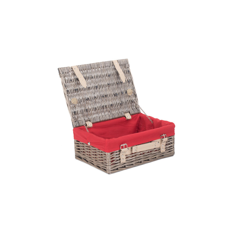 Wicker Hamper Basket with Lining, Black/Black, 15cm H x 36cm W x 26cm D
