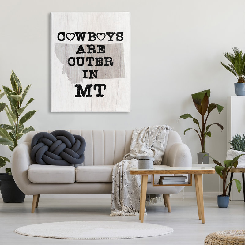 «Cowboys Cuter in Montana» par Lil 'Rue - Art textuel, H 48 po x l 36 po x P 1,5 po, Toile tendue