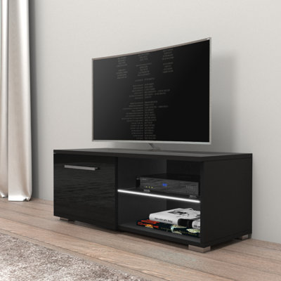 Asbury 15.75" Modern TV Stand with LED Lighting, High Gloss Finish