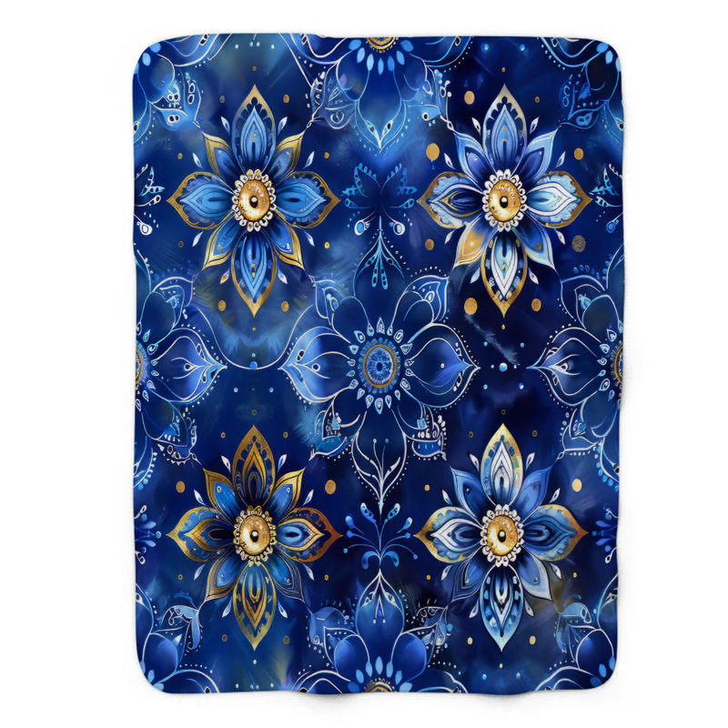 Boho Bliss - Couverture sherpa de qualité supérieure 1 pièce, Lit simple