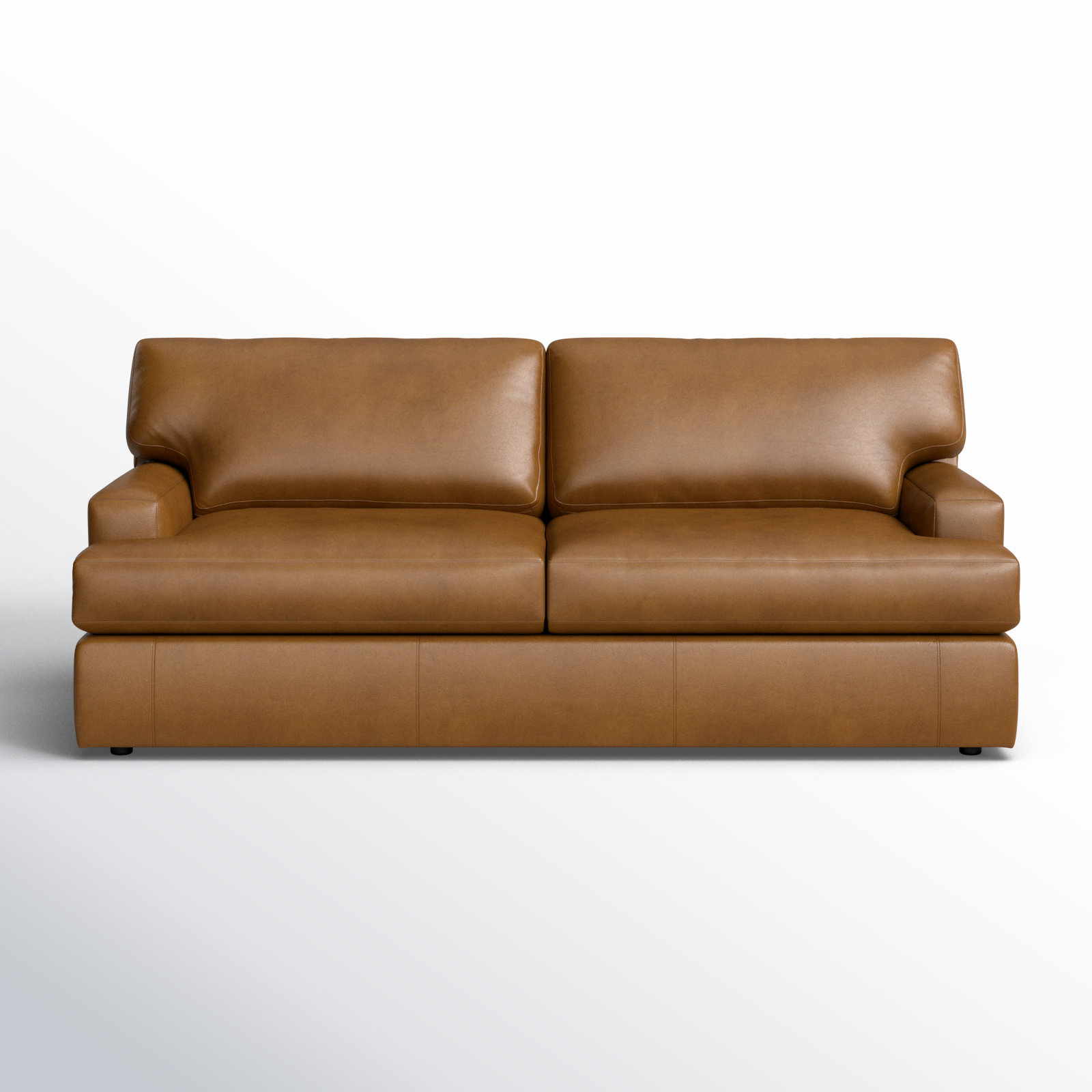 Cleo 84" Genuine Leather Queen Sleeper Sofa, Steamboat Caramel Genuine Leather