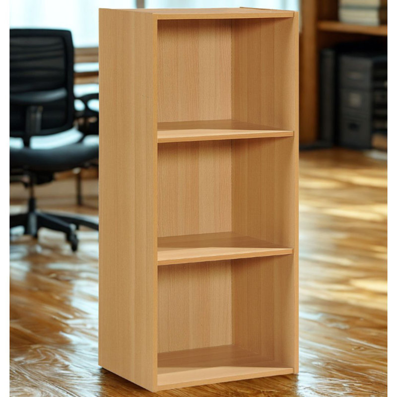 Tall Bookcase with Open Storage Bookshelf for Home or Office, Beech, (3 Shelves) 35.62"H x 15.9"W x 11.7"D