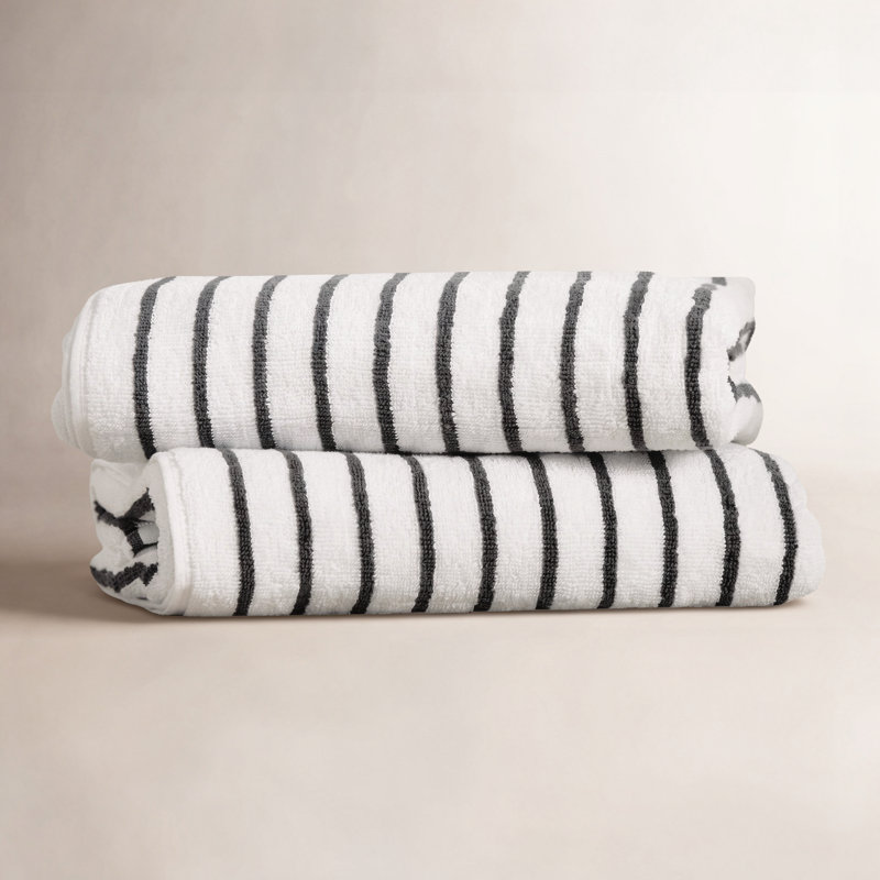 Carley 100% Cotton Cabana Beach Towel, Gray