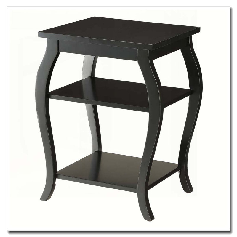 Black 2-shelf End Table, Black
