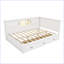 Cadre de lit en forme de L avec tiroir et bibliothèque, lit d'angle en bois avec lit à DEL et port USB pour petite pièce, chambre à coucher, chambre d'amis, lit double-716728069