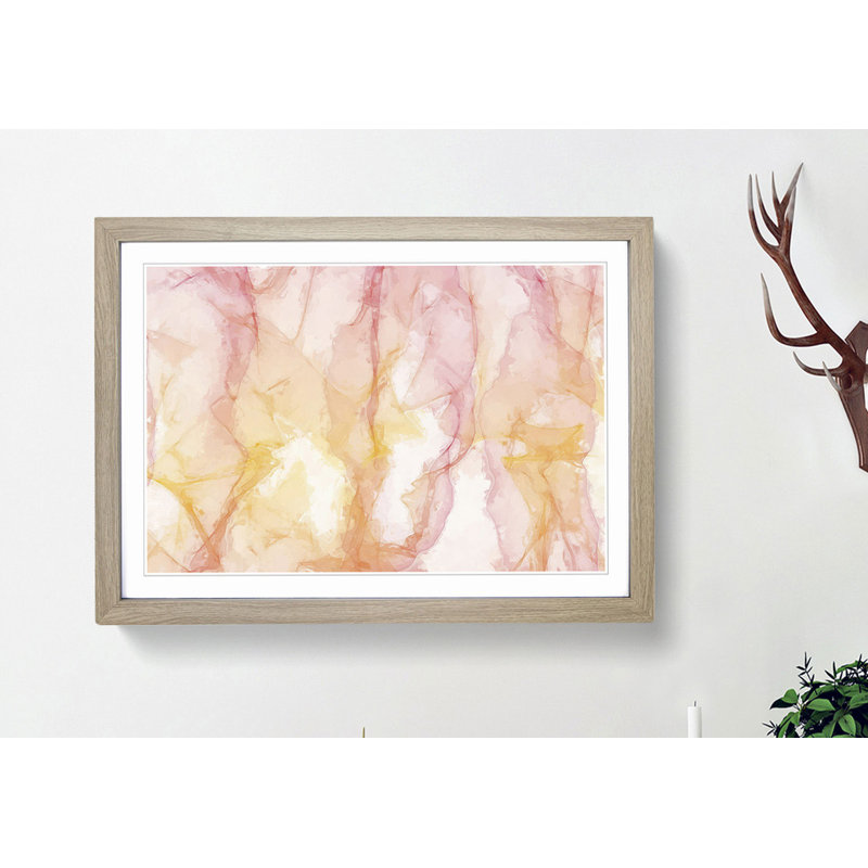 Vibes of Fire in Abstract - Picture Frame Painting Print, 35cm H x 50cm W x 2cm D, Oak
