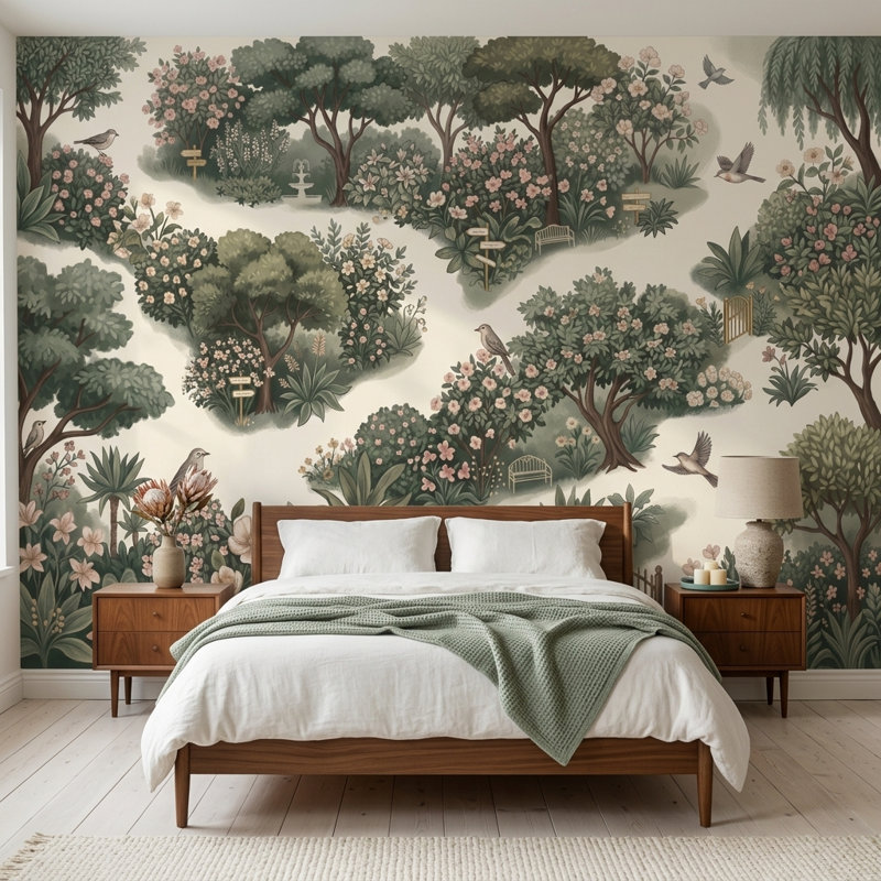Papier peint jardin et jardin, 120 po x 96 po, Non tissé