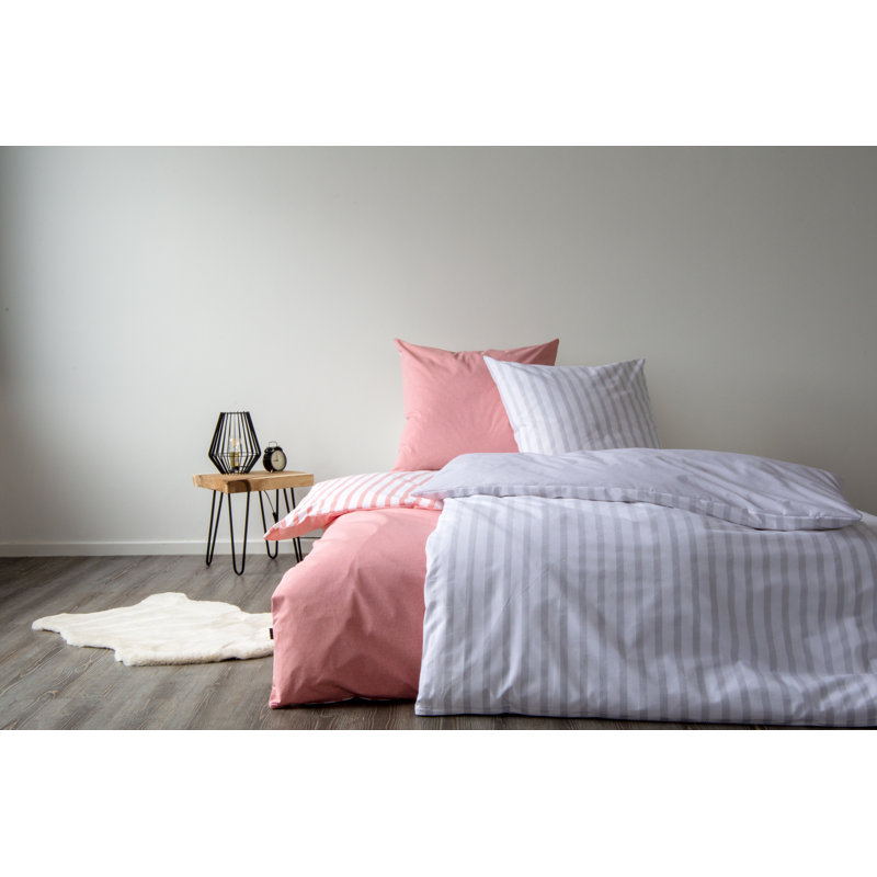 Striped Duvet Cover Set with Pillowcases Included, Single - 1 Pillowcase (80 x 80 cm), Red