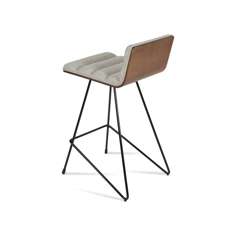 Tabouret de bar et de comptoir Corona Comfort Cattelan, Tabouret de bar (siège d'une hauteur de 29 po), Noir, Laine argentée