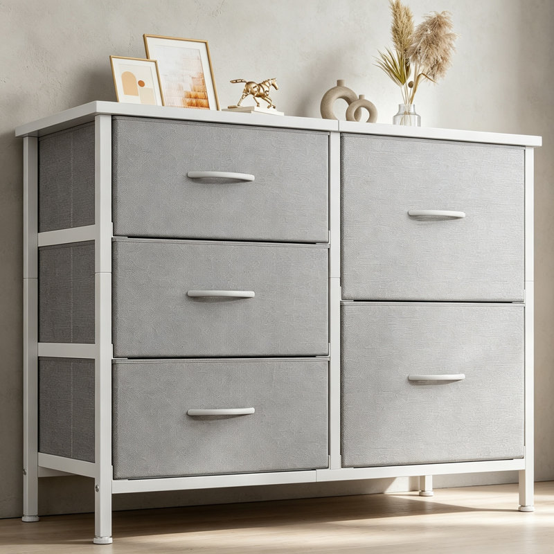 5 Drawer Storage Drawer, Light Grey