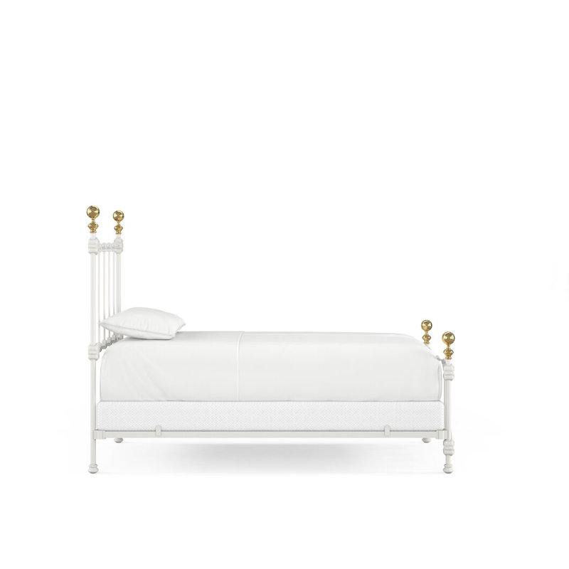 Bed, Twin, Matte White/Antique Gold