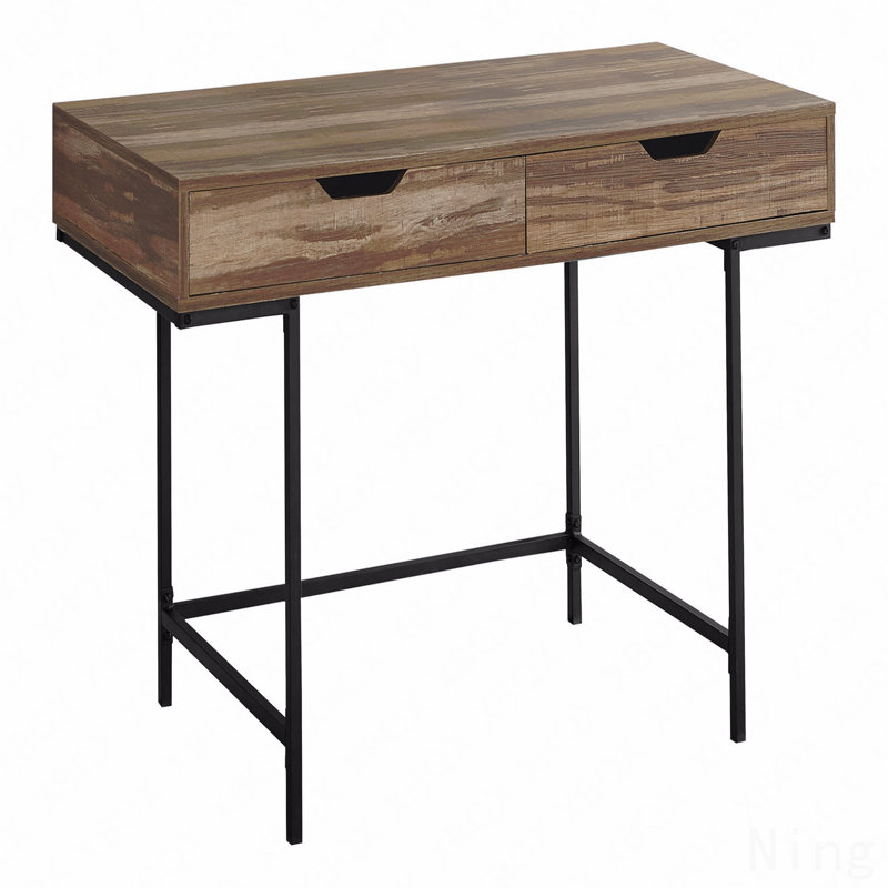 Bureau d'ordinateur, bureau personnel, ordinateur portable, tiroirs de rangement, L 48 po, bureau, stratifié brun, métal noir, contemporain, moderne