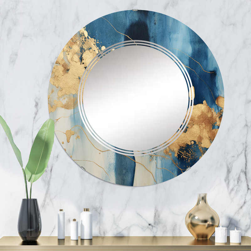 Craco - Miroir mural rond moderne, 32 po x 32 po