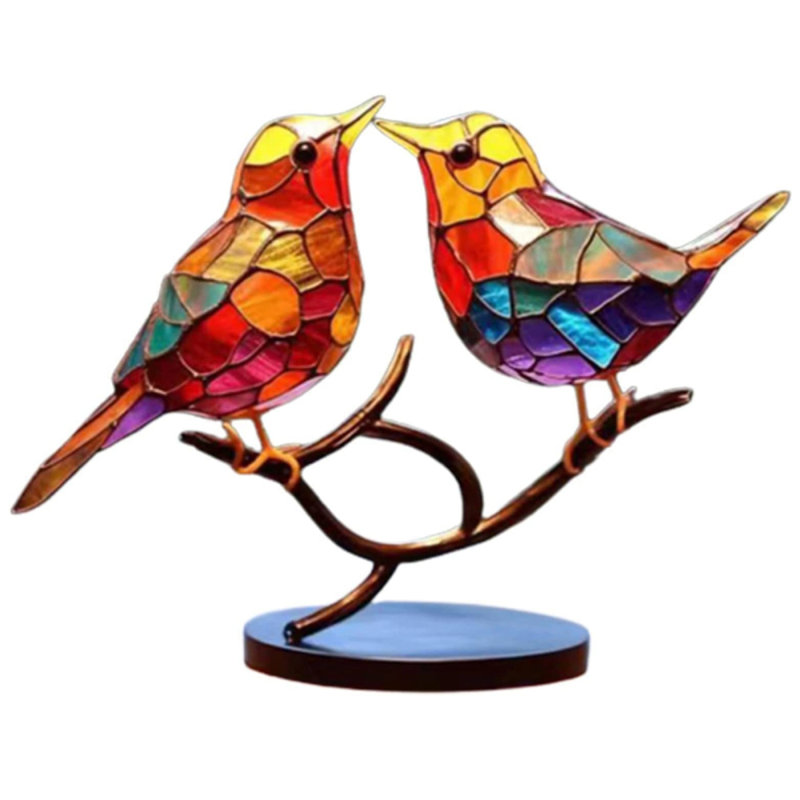 Ornement de statue d'oiseaux colorés