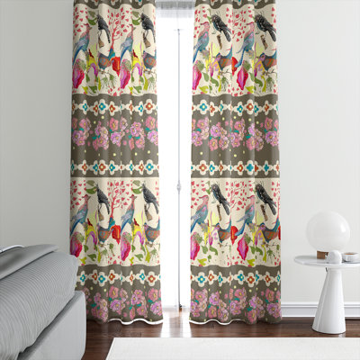 Panneaux de rideaux semi-transparents à motif floral (DSQ est fixé à 2)