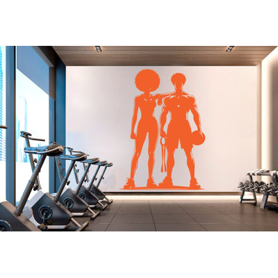 Couple Afro Gym Wall Decal Fitness Wall Art Decor Crossfit Wall Decal Crossfit Gift Home Gym Wall Sticker Motivational Wall Decal 814RS