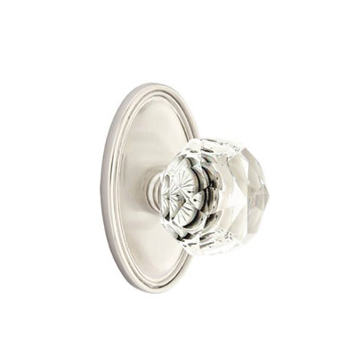 Ensemble de boutons d'intimité Emtek avec bouton ovale en verre Roestte et Diamond