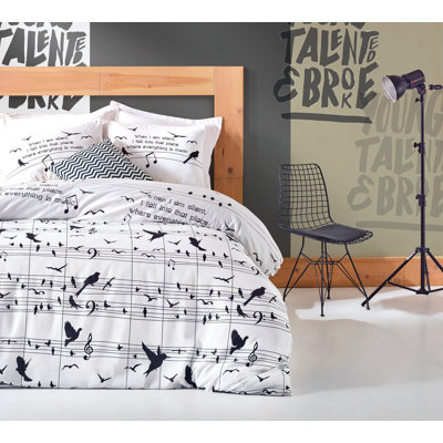 Ensemble de housse de couette 2 pièces en mélange de coton noir et blanc Epifania