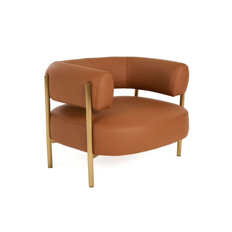 Fauteuil demi-tonneau en cuir Damariyon