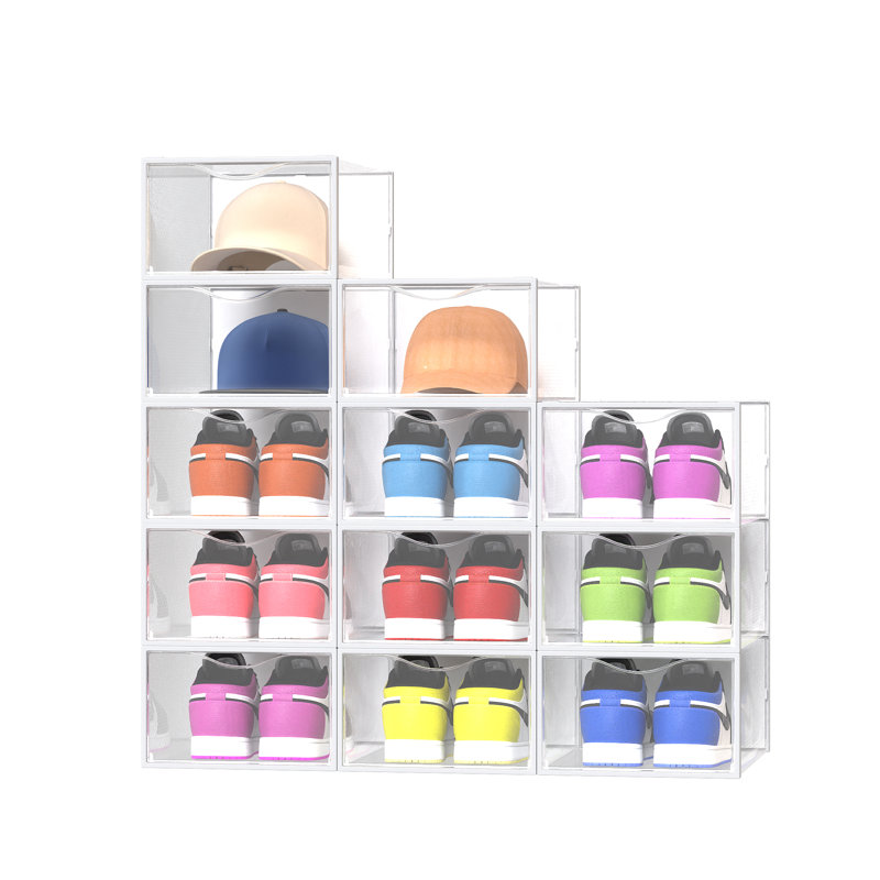 Stackable Shoe Boxes, Plastic Shoe Organizers, Set Of 12, Transparent, 13.1 X 9.1 X 5.6 Inches, Up To US Size 11