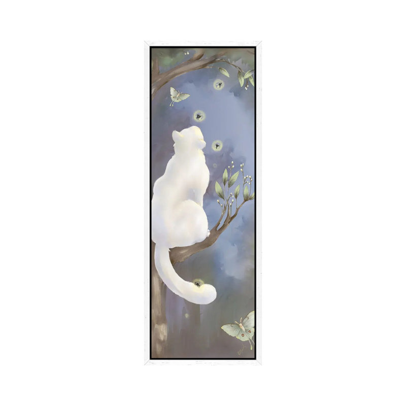 Fireflies - Panoramic Print on Canvas, White Framed, 30.48 cm H x 91.44 cm W