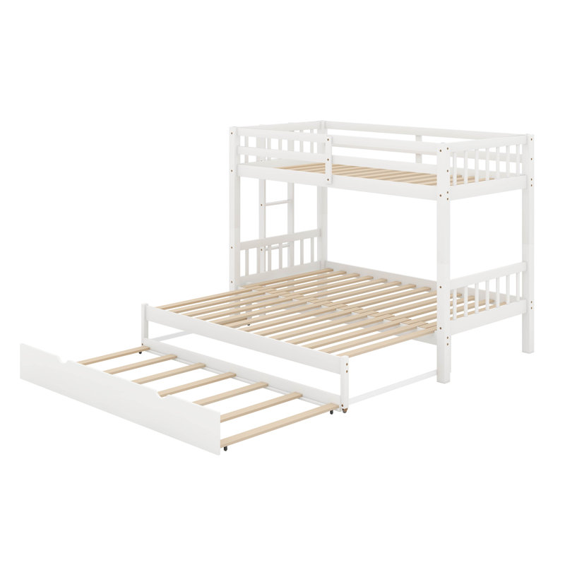 Lit simple superposé au dessus d'un lit gigogne, Blanc
