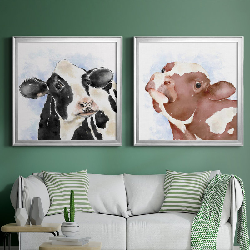 Lily et Betsy I - ensemble de 2 reproductions d'art sur toile, H 34,5 po x l 69 po x P 1,5 po, Toile avec cadre argenté