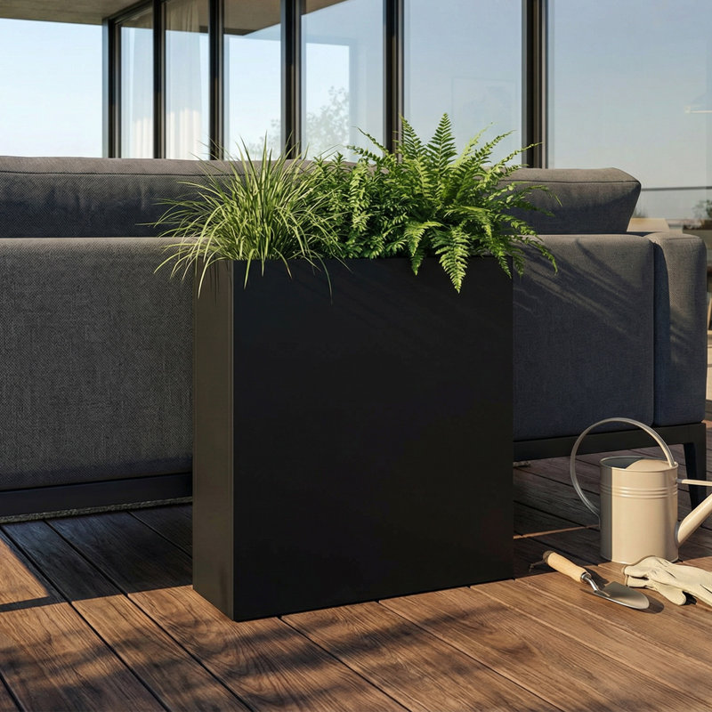 Jardinières rectangulaires en métal pour plantes d'extérieur, H 30 po x l 24 po x P 10 po